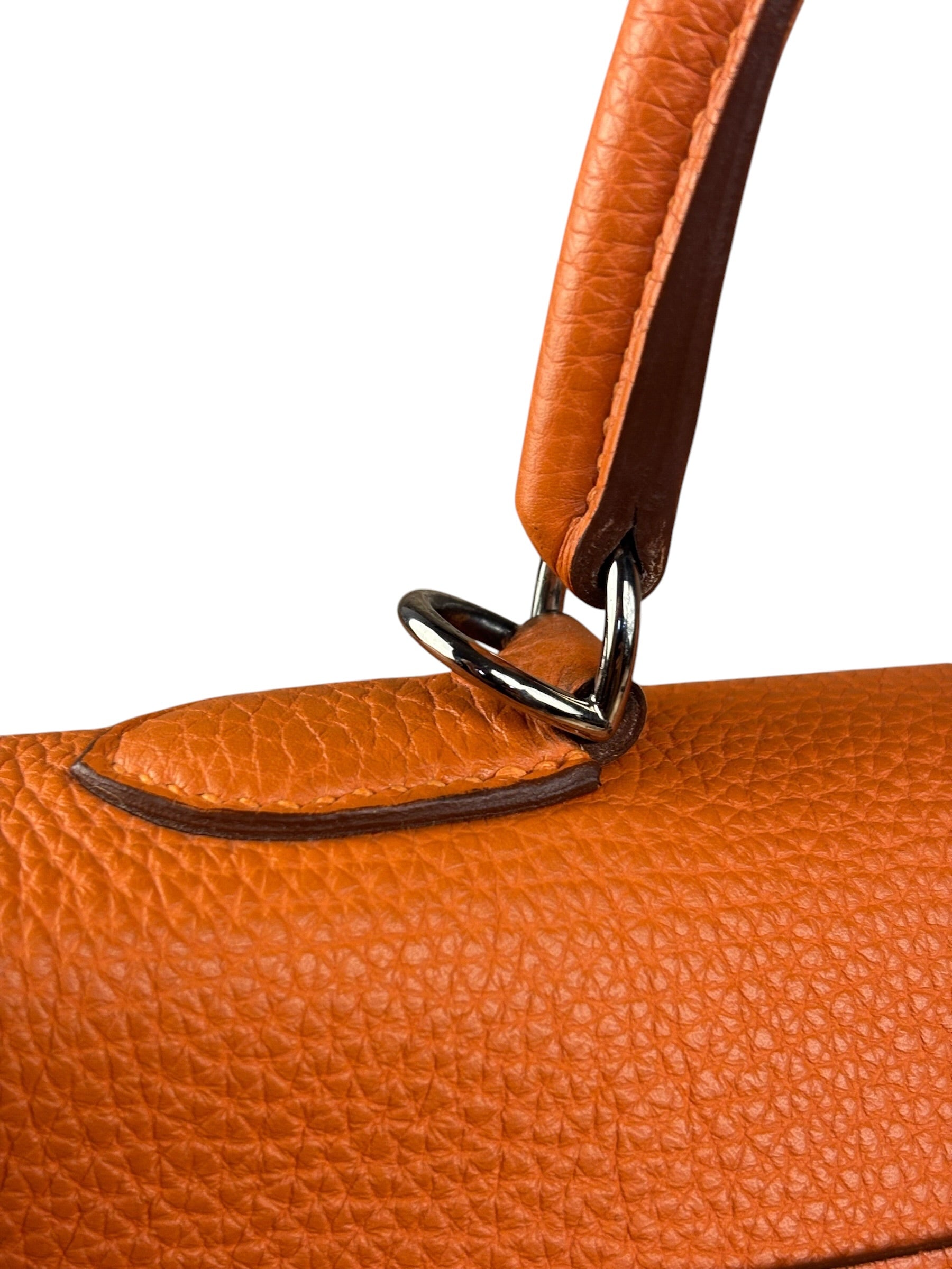 Hermes 2011 Orange Togo Leather Palladium Kelly 35