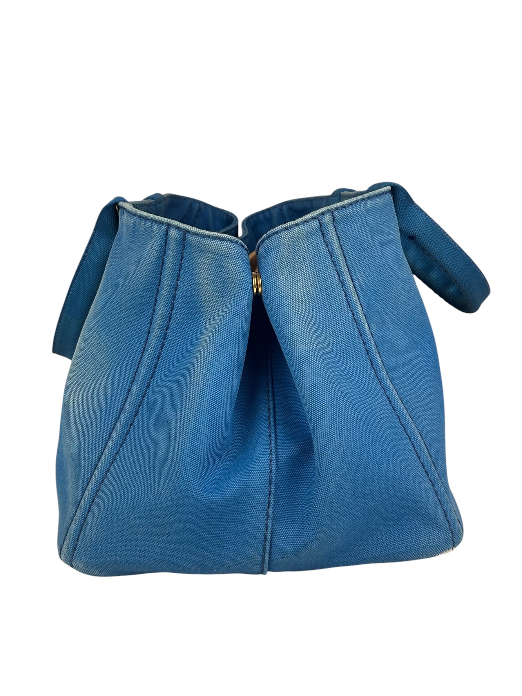 Prada Vintage Blue Canapa Canvas Tote