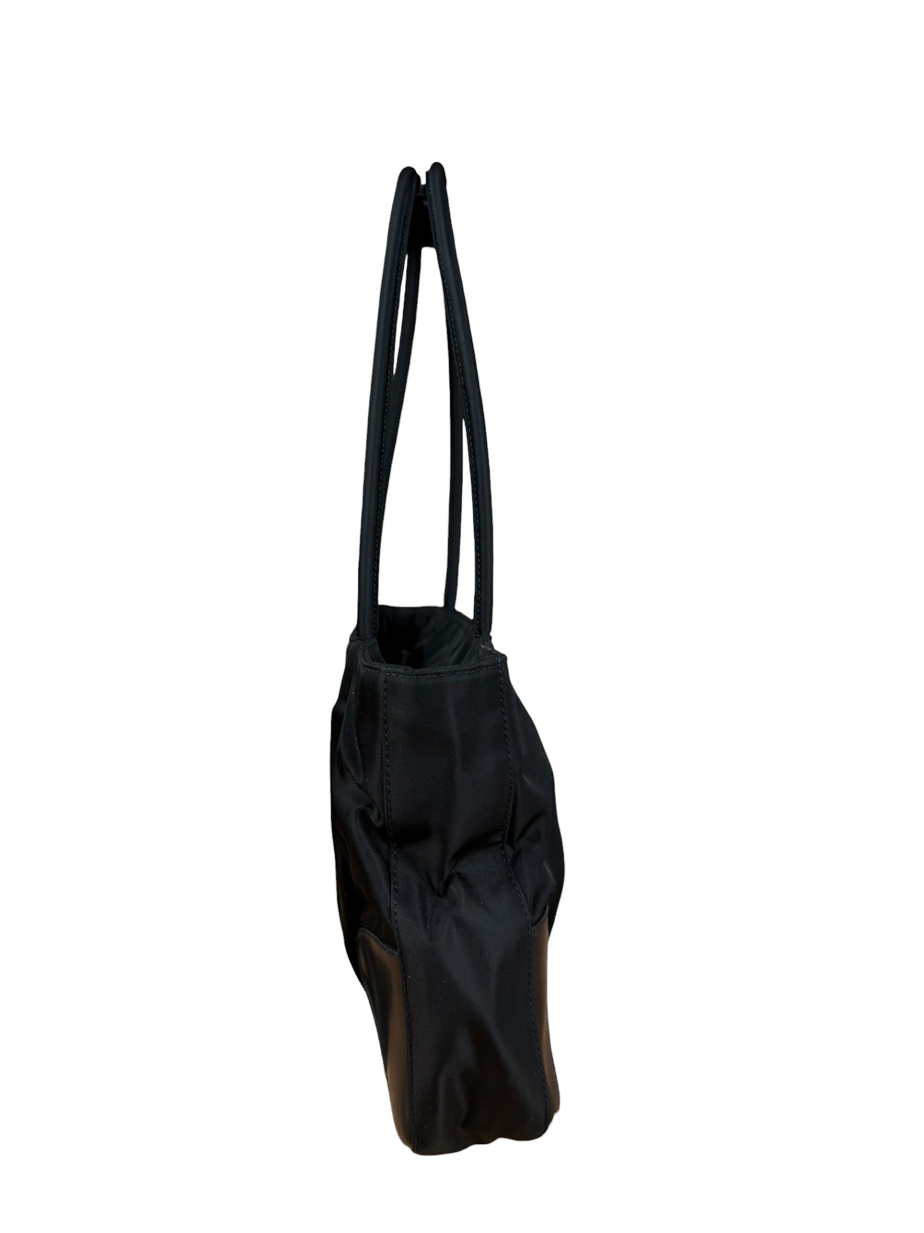 Prada Vintage Black Nylon Zip Shoulder Bag