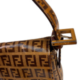 Fendi Brown PVC/Leather Trim Zucca Baguette