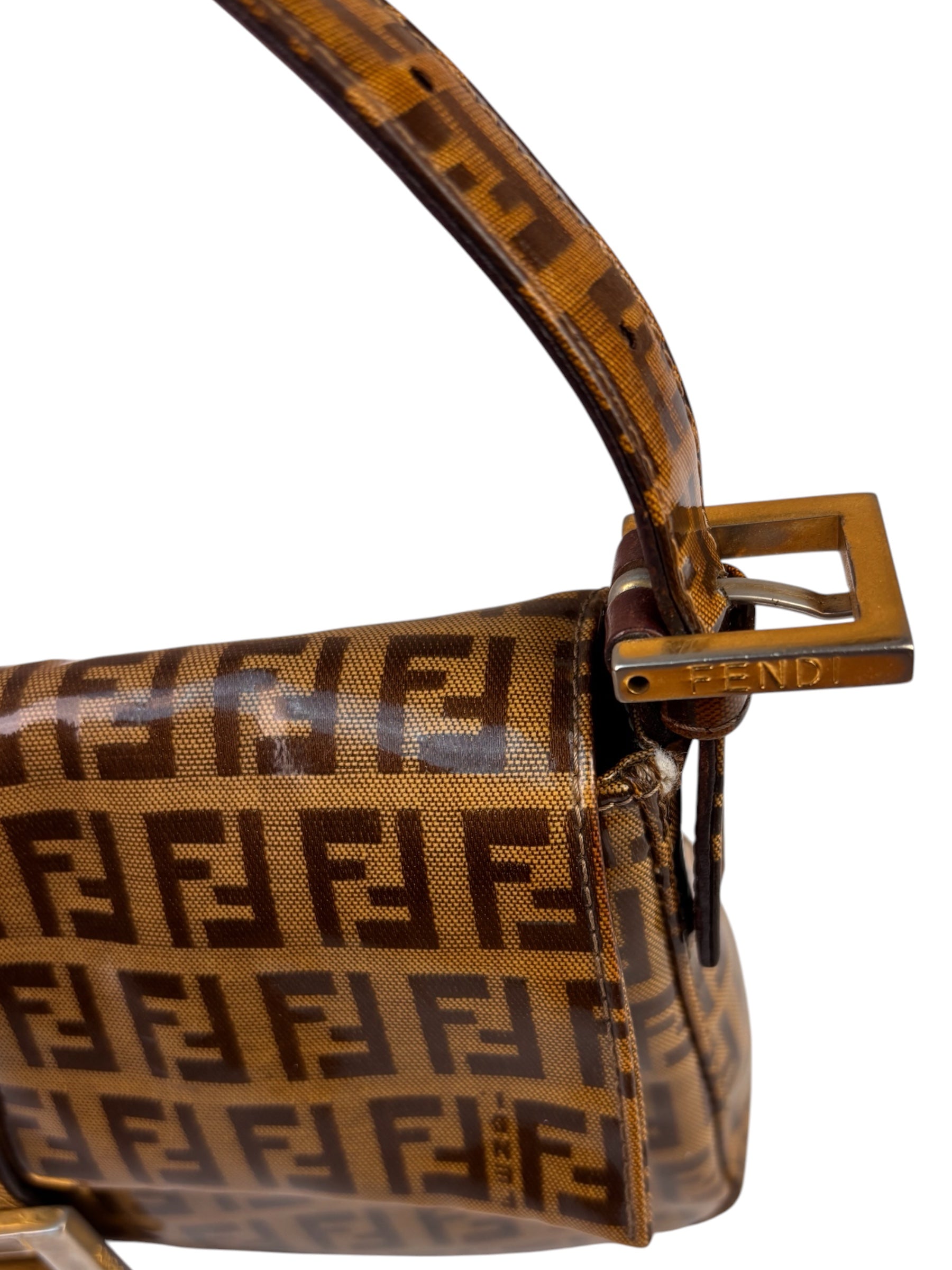 Fendi Brown PVC/Leather Trim Zucca Baguette