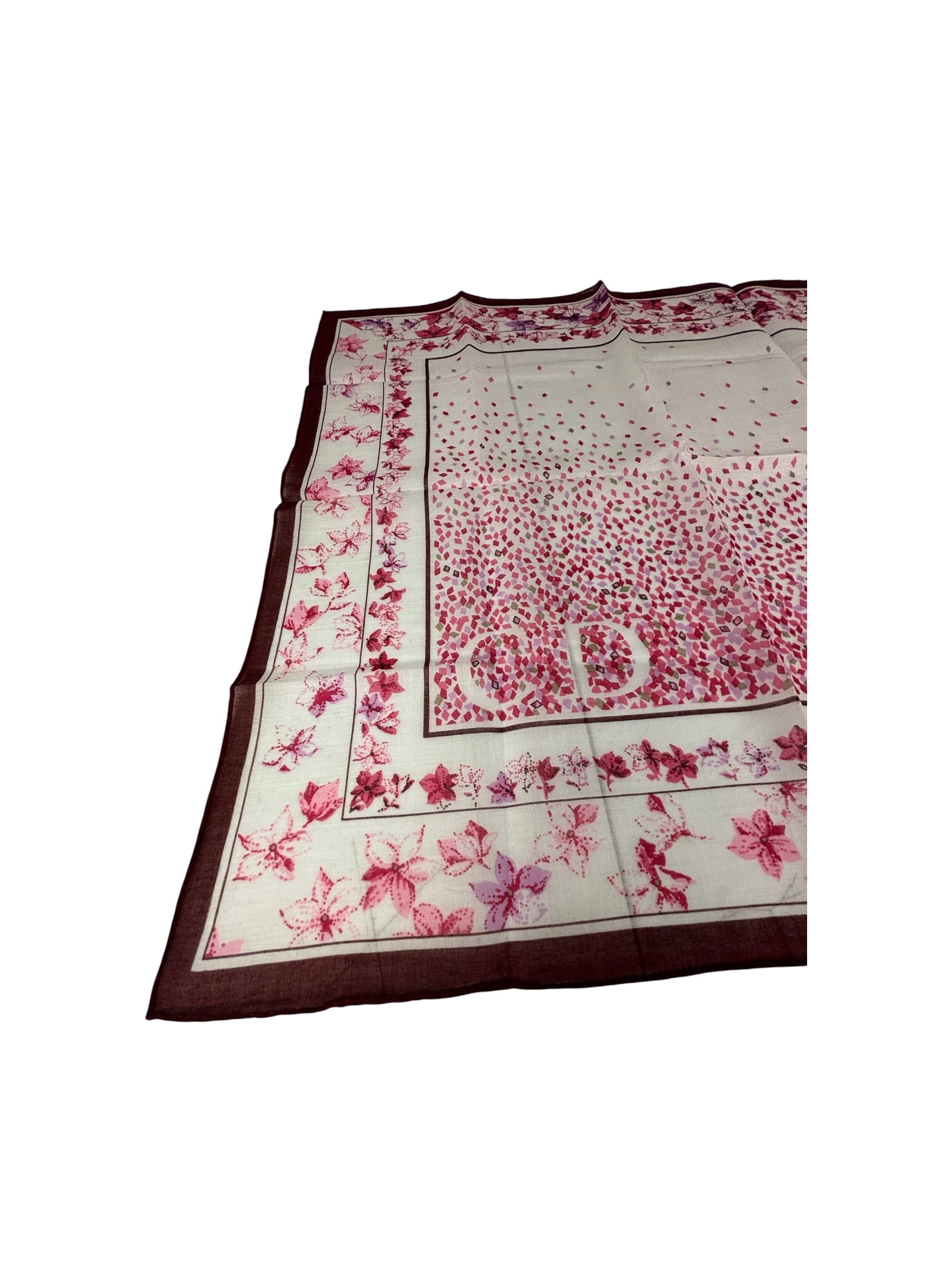 Christian Dior Vintage Floral Print Silk Handkerchief/Scarf