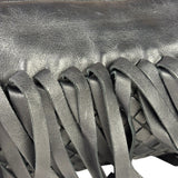 Bottega Veneta Black Leather Intercciato Woven Fringe Wristlet