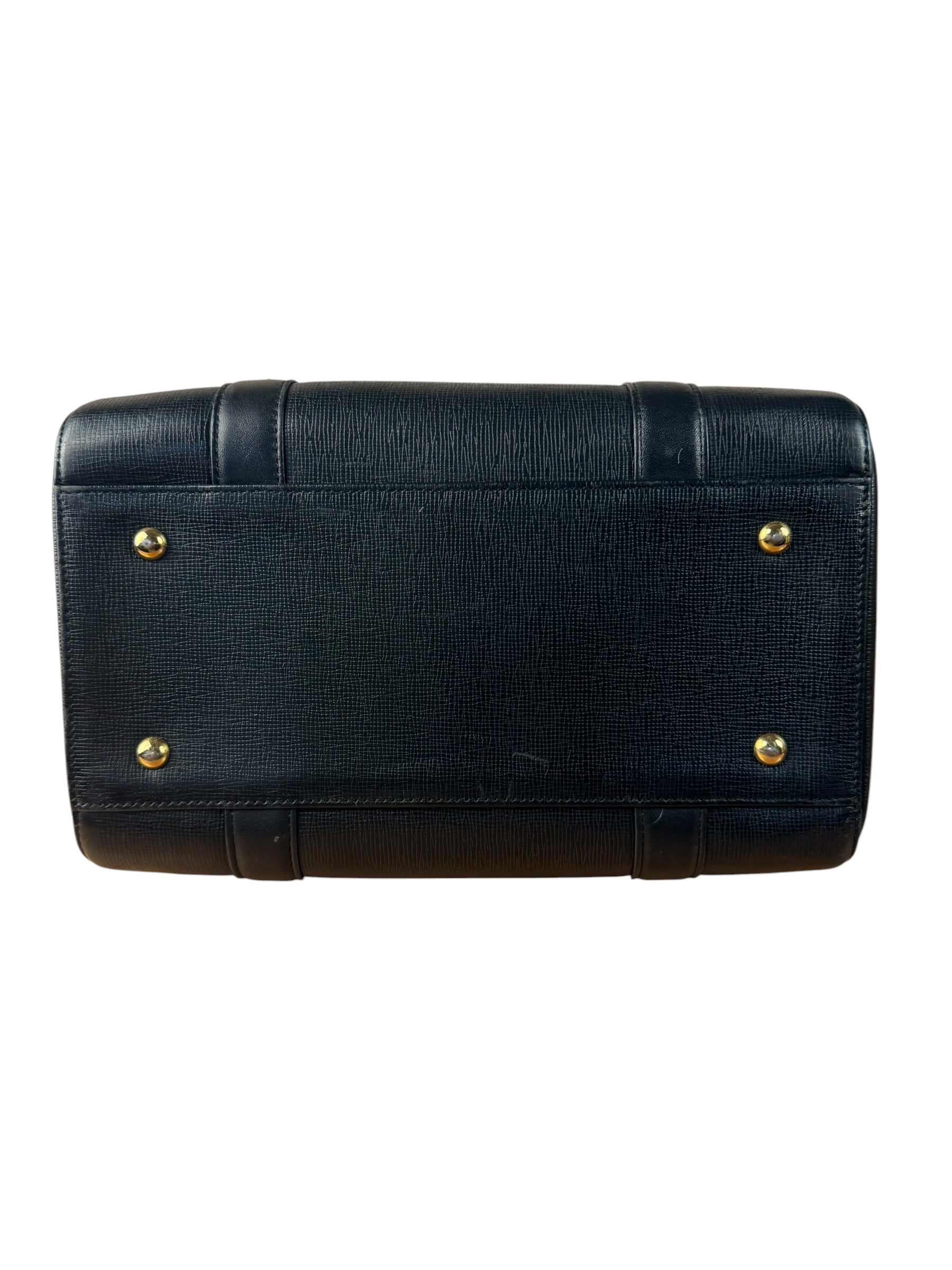 MCM Vintage Black Leather Boston Handbag