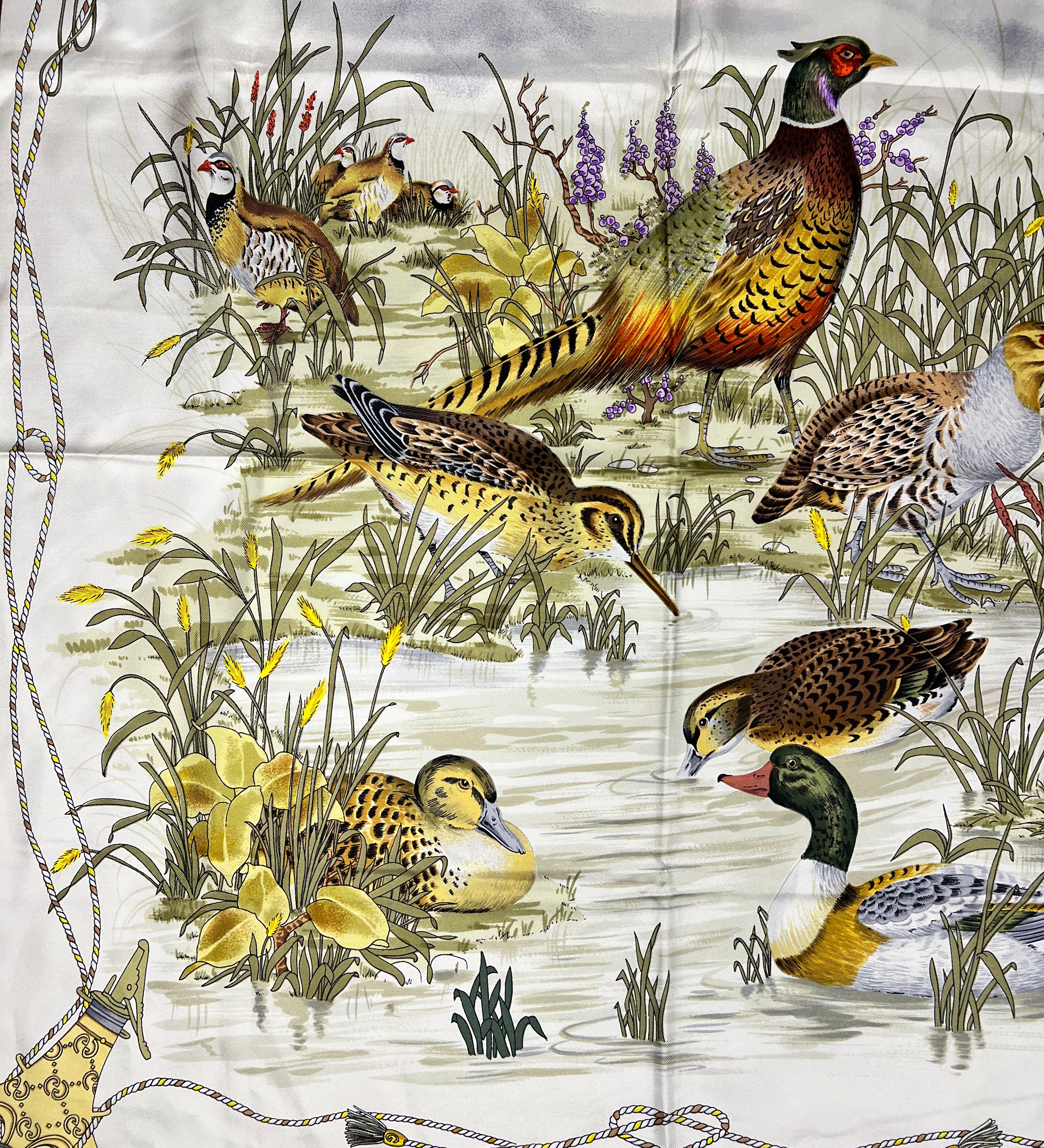 Gucci Vintage Silk Bird Bath Scarf