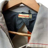 Prada Vintage Blue Striped Canvas Zip Up Collared Jacket