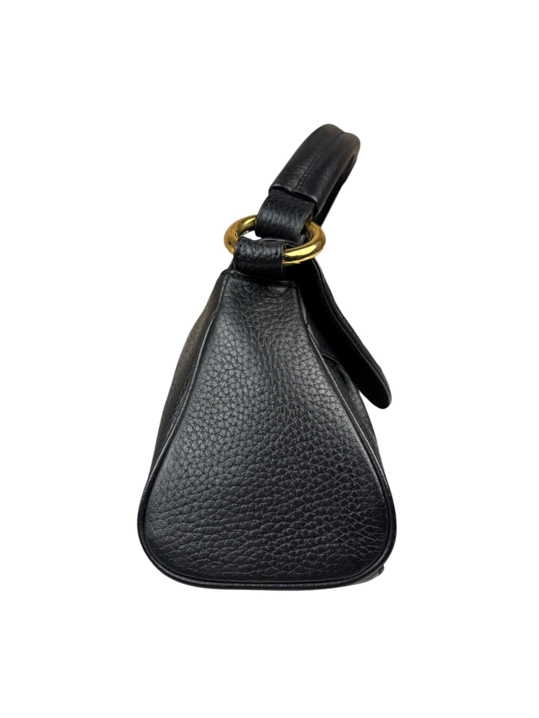 MCM Black Pebbled Leather Baugette