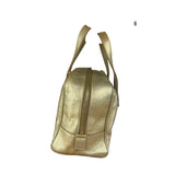 Yves Saint Laurent Gold Leather Embossed YSL Logo Handbag