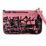 Balenciaga Pink Grafitti Le City Zip Wallet