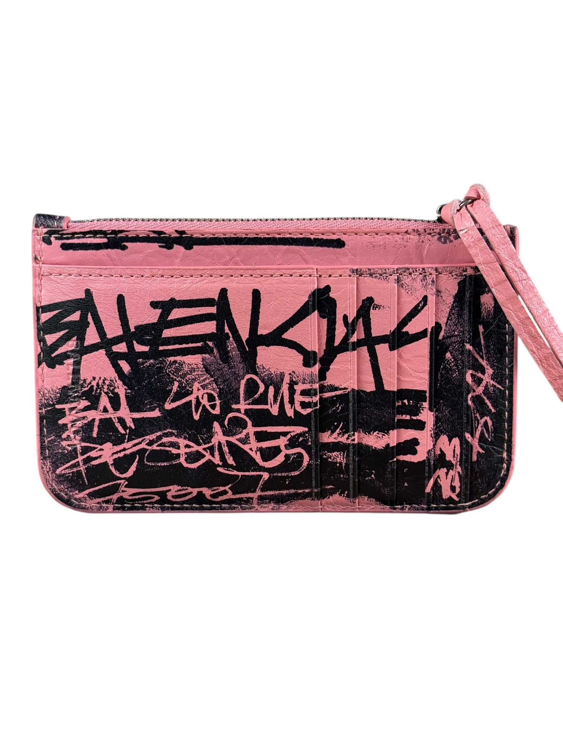 Balenciaga Pink Grafitti Le City Zip Wallet