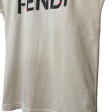 Fendi Vintage White Logo Print Boxy Tee