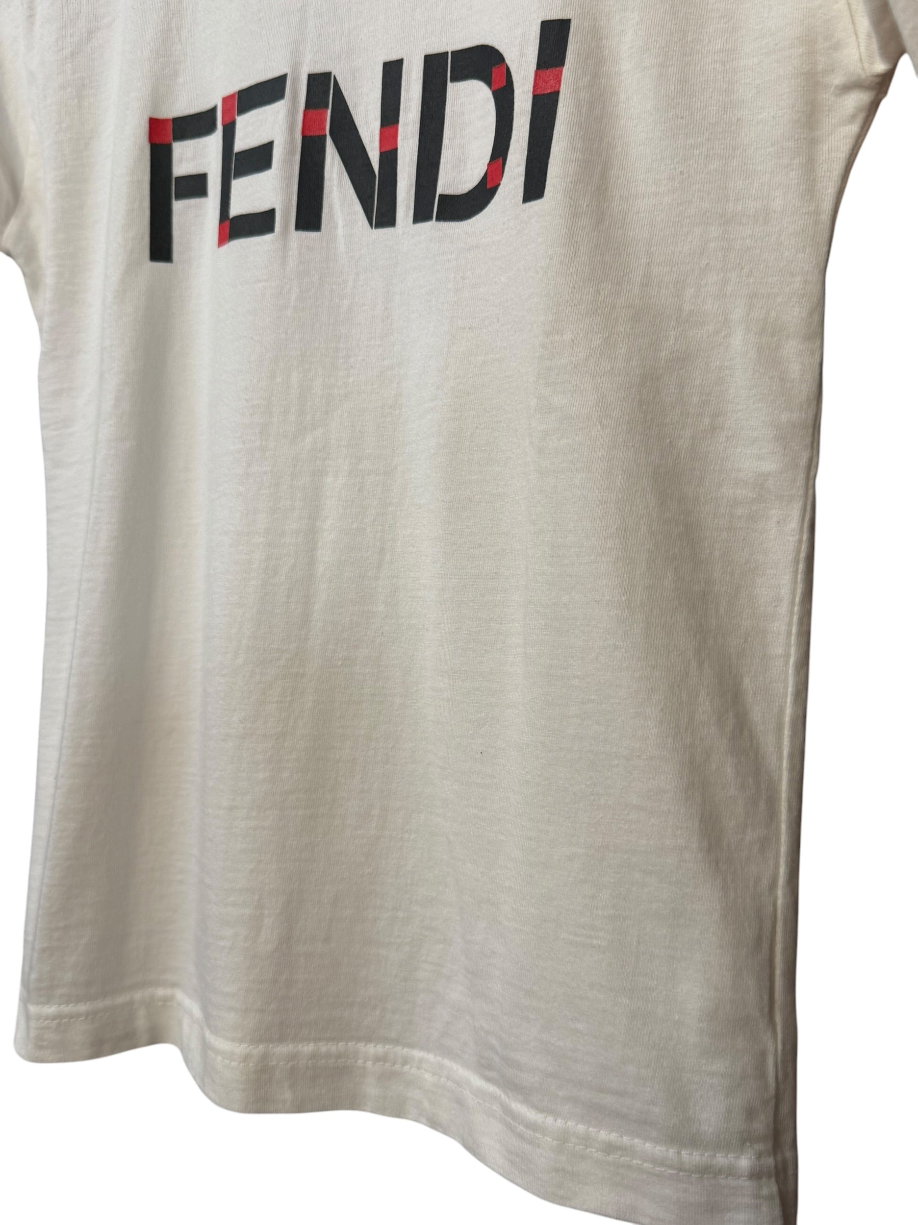 Fendi Vintage White Logo Print Boxy Tee