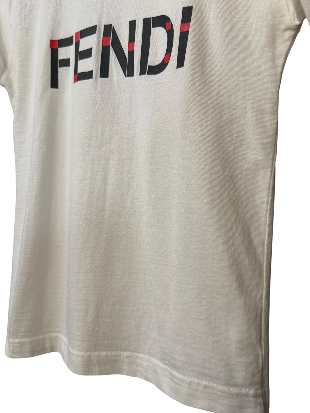 Fendi Vintage White Logo Print Boxy Tee