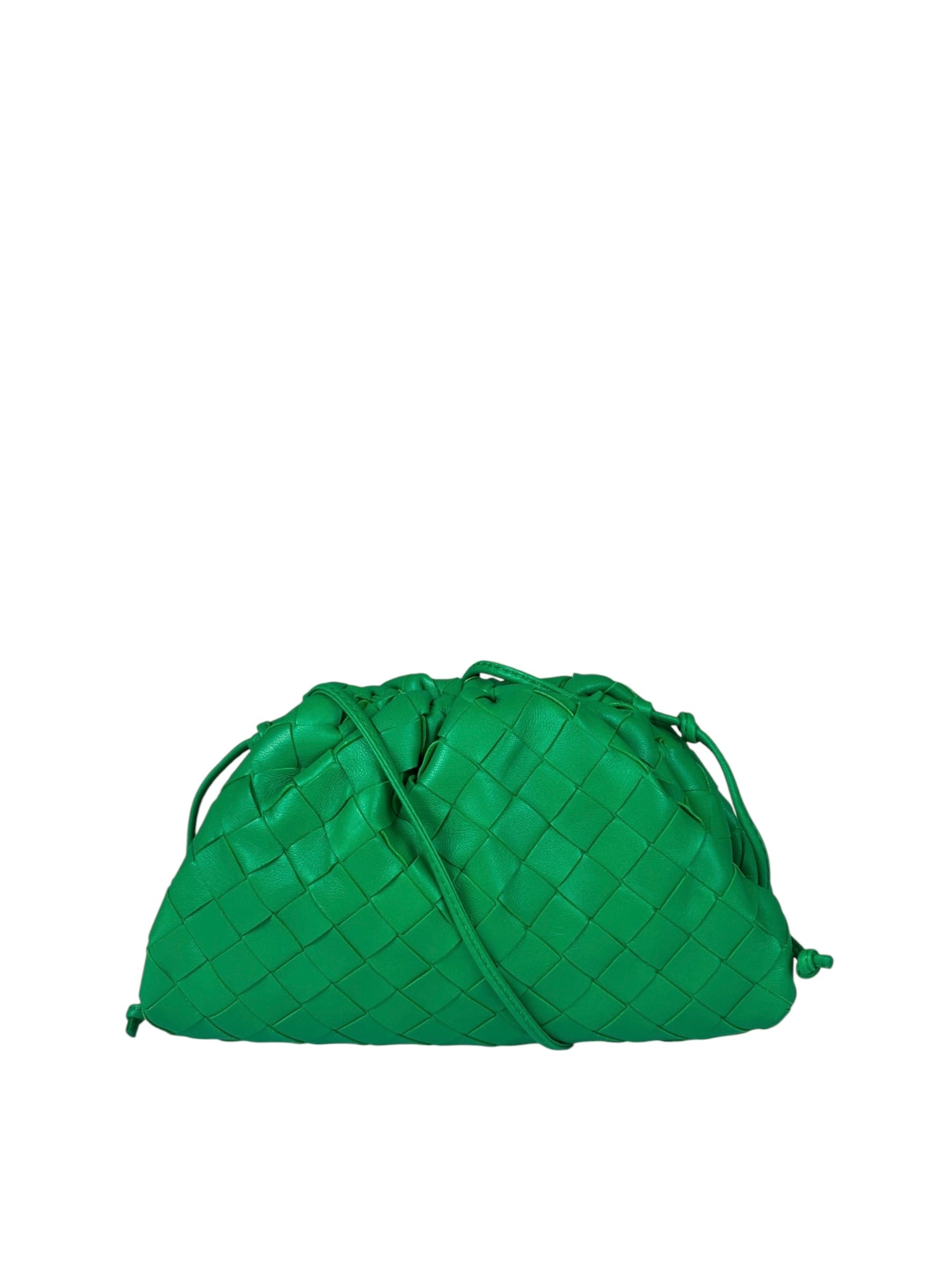 Bottega Veneta Green Leather Intercciato Small Crossbody