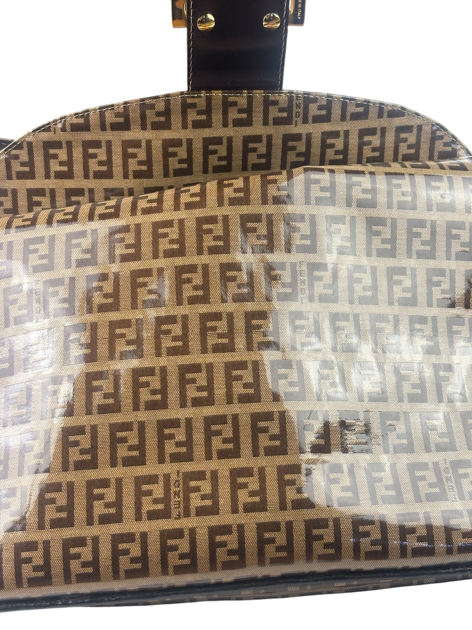 Fendi Brown PVC Zucca Baguette