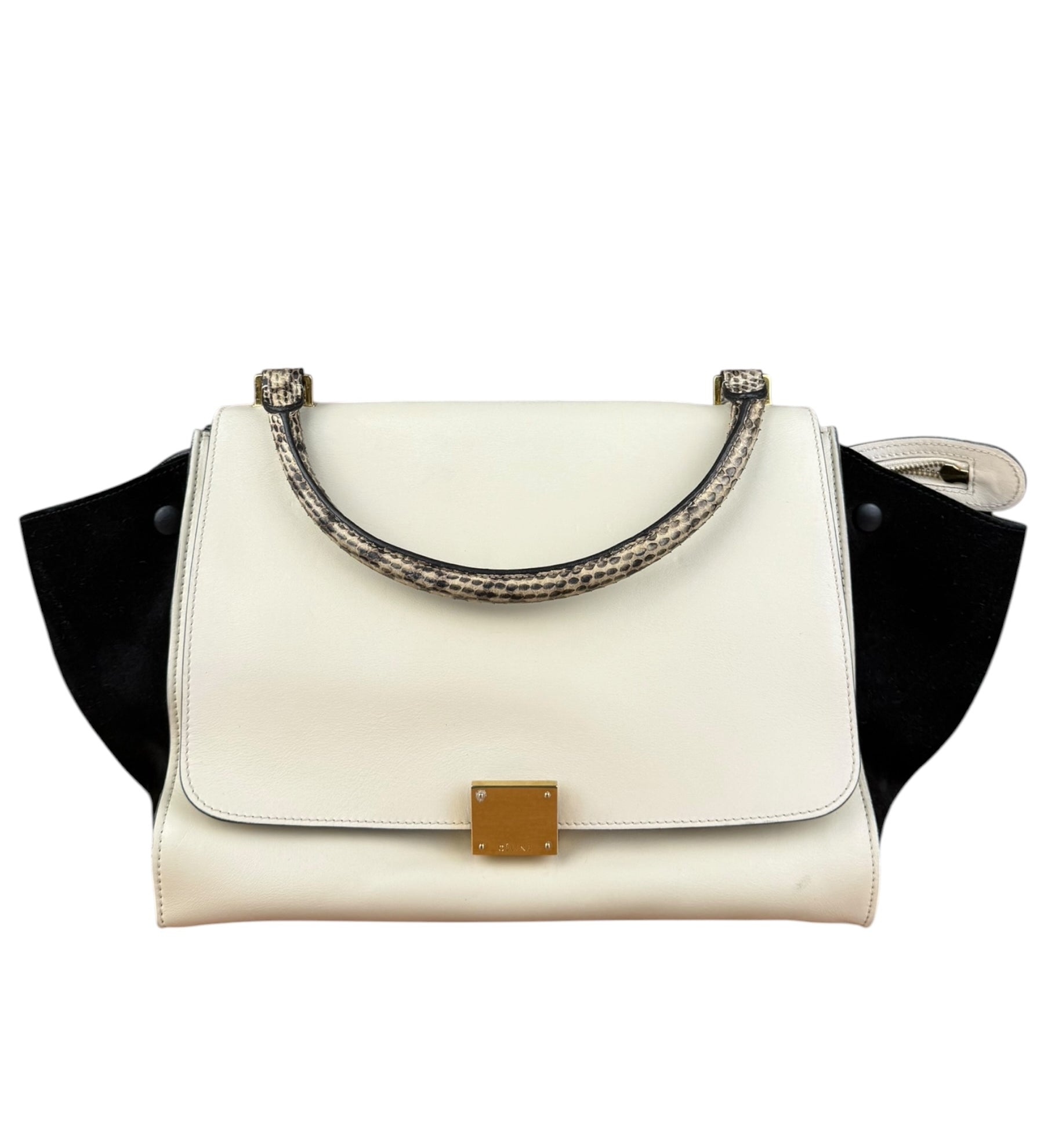 Celine Trapeze Leather 2Way Python Handle Handbag