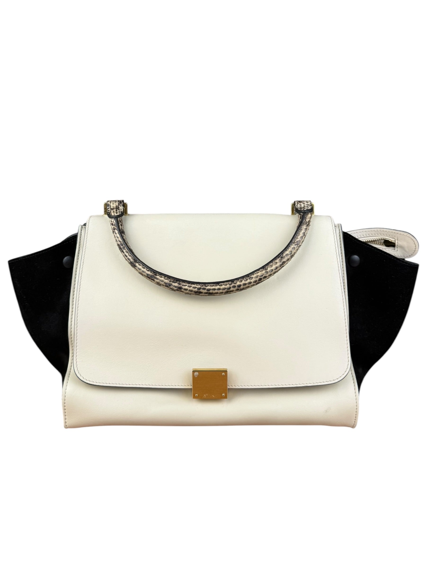 Celine Trapeze Leather 2Way Python Handle Handbag