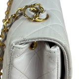 Chanel White Quilted Leather CC Flap Shoulder Bag 2013