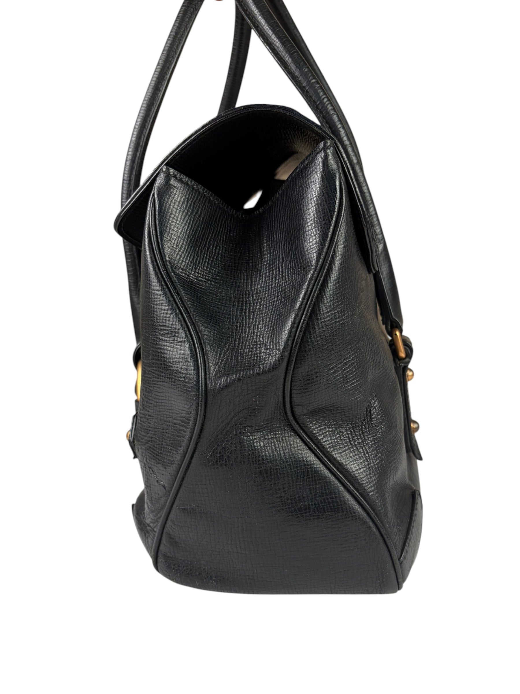 Gucci Vintage Black Horsebit Flap Bag
