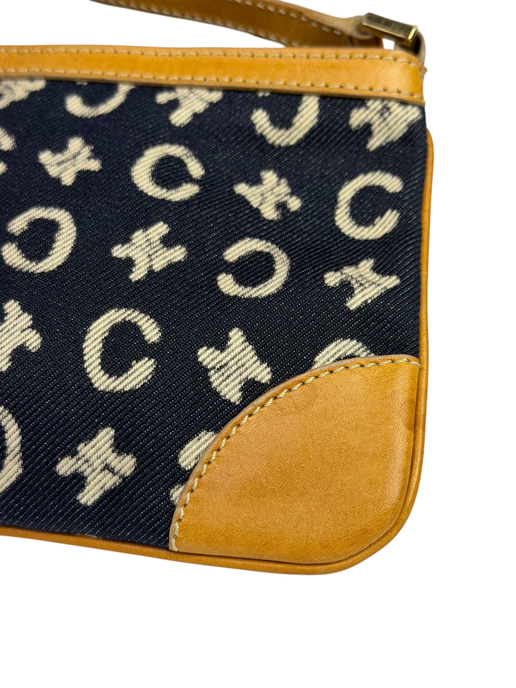 Celine Navy Denim/Leather Trim C Macadam Pochette
