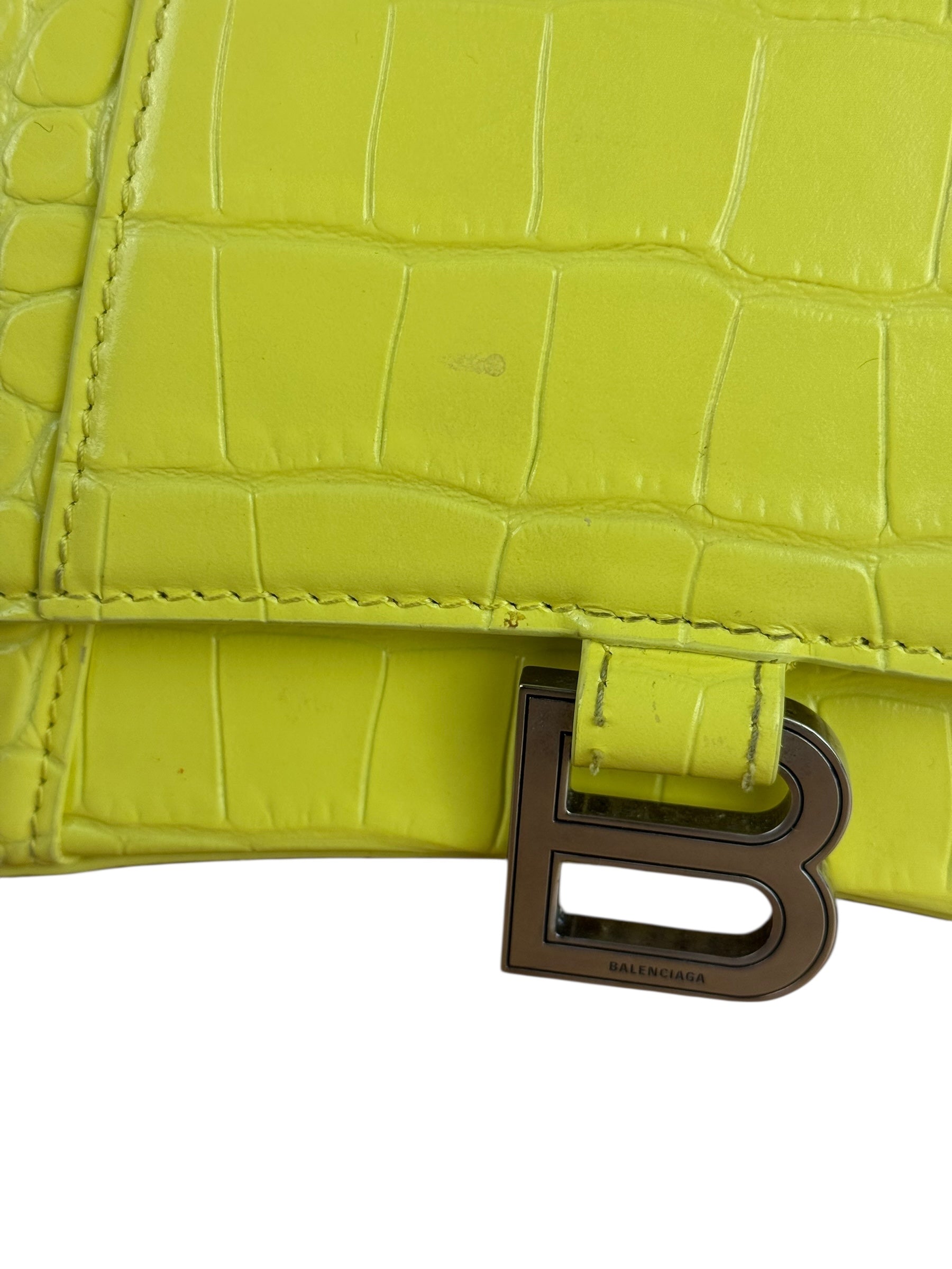 Balenciaga Small Yellow Croc Hourglass 2Way