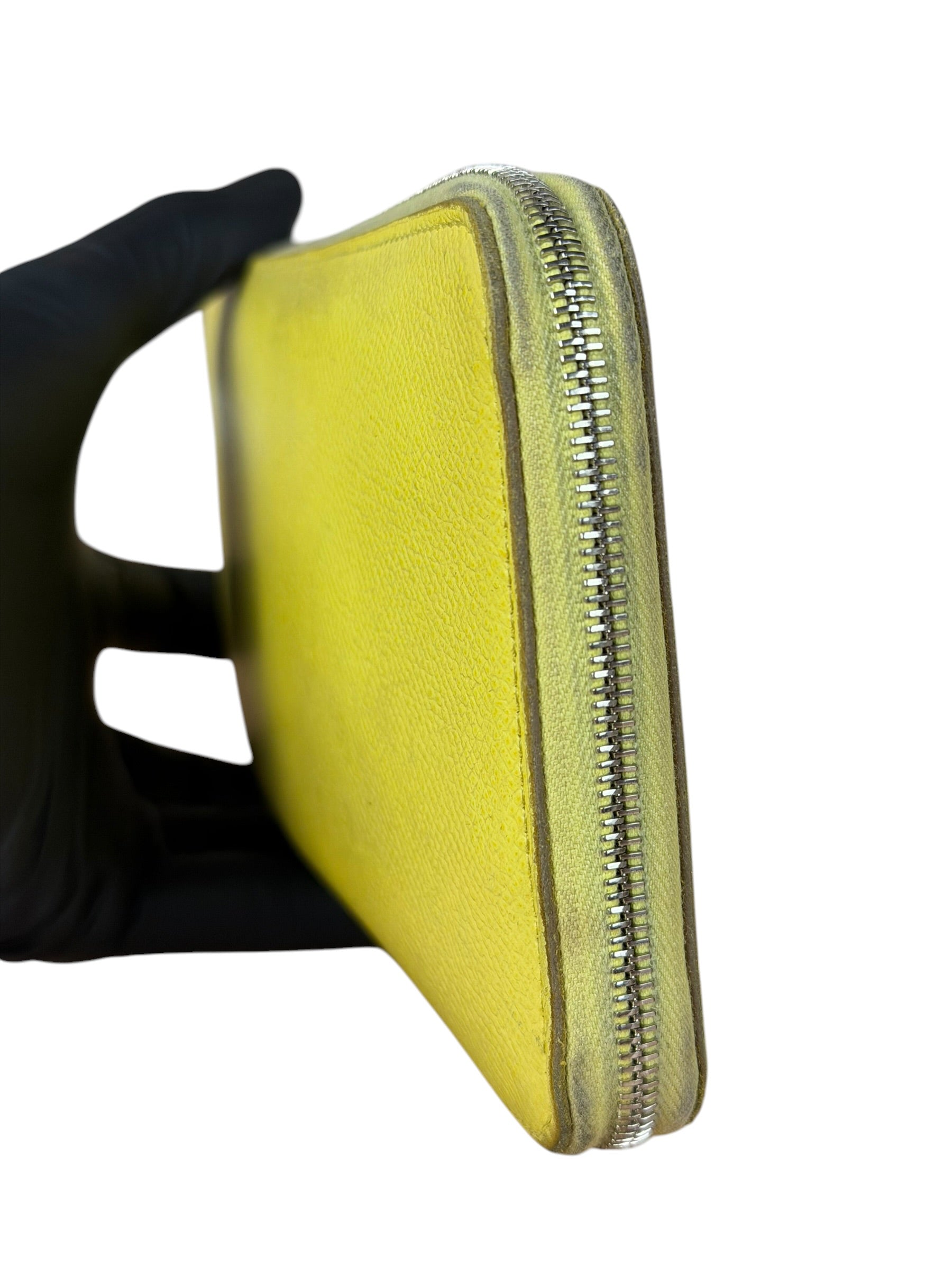 Hermes Yellow Leather Silk'In Classique Long Wallet