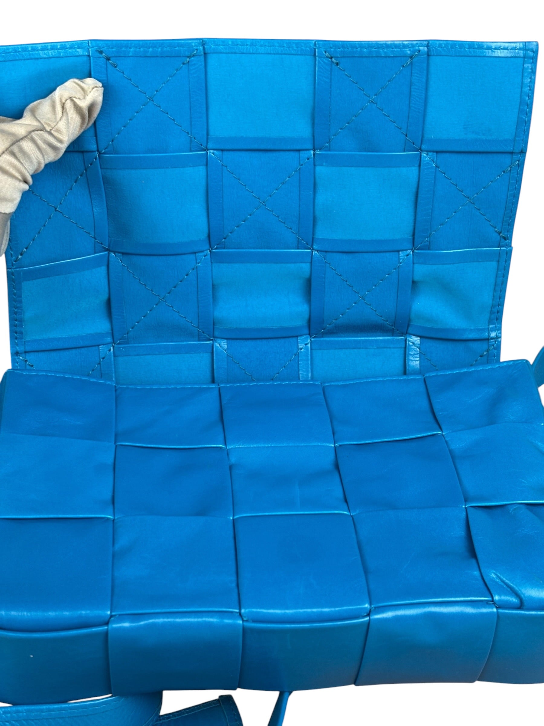 Bottega Veneta Cyan Leather Cassete Bag