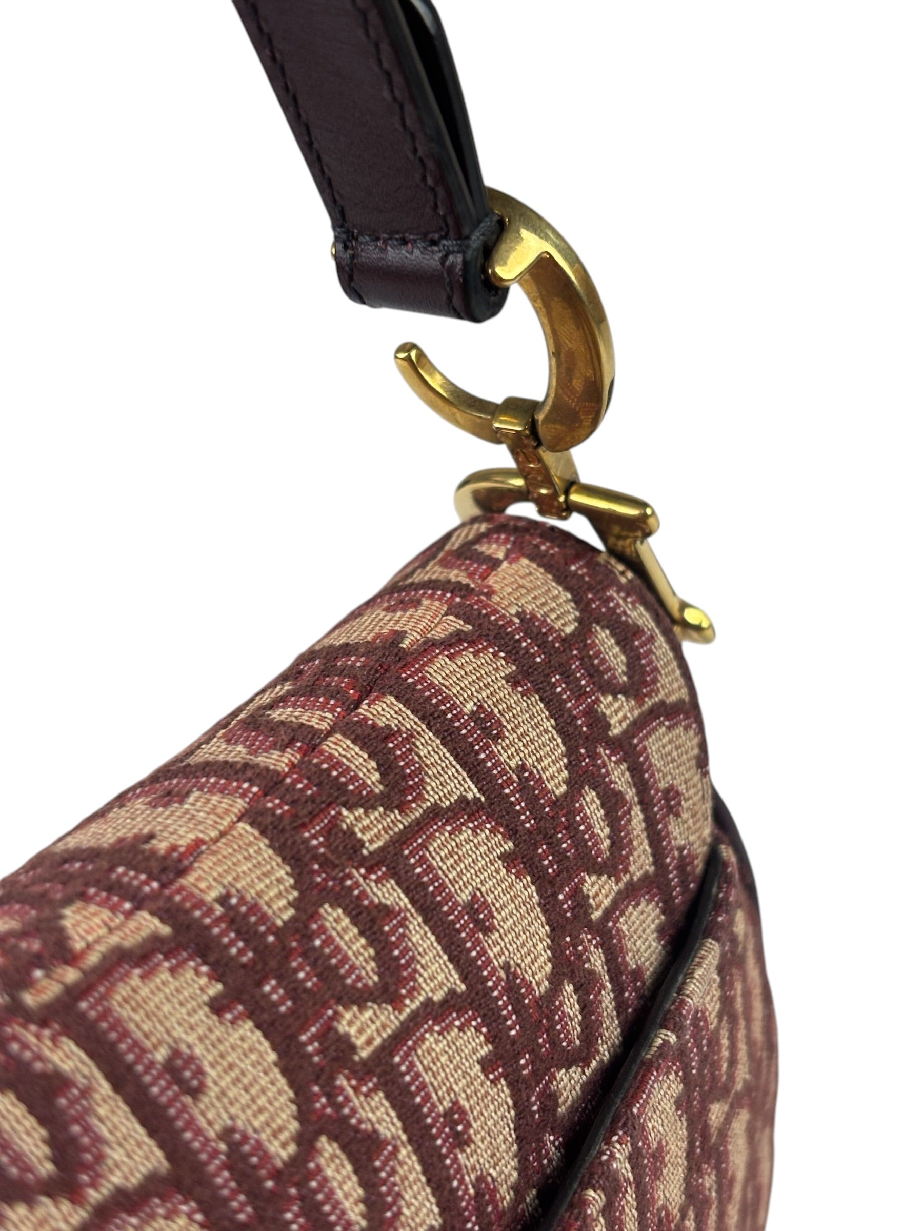 Christian Dior Burgundy Trotter Mini Saddle Bag