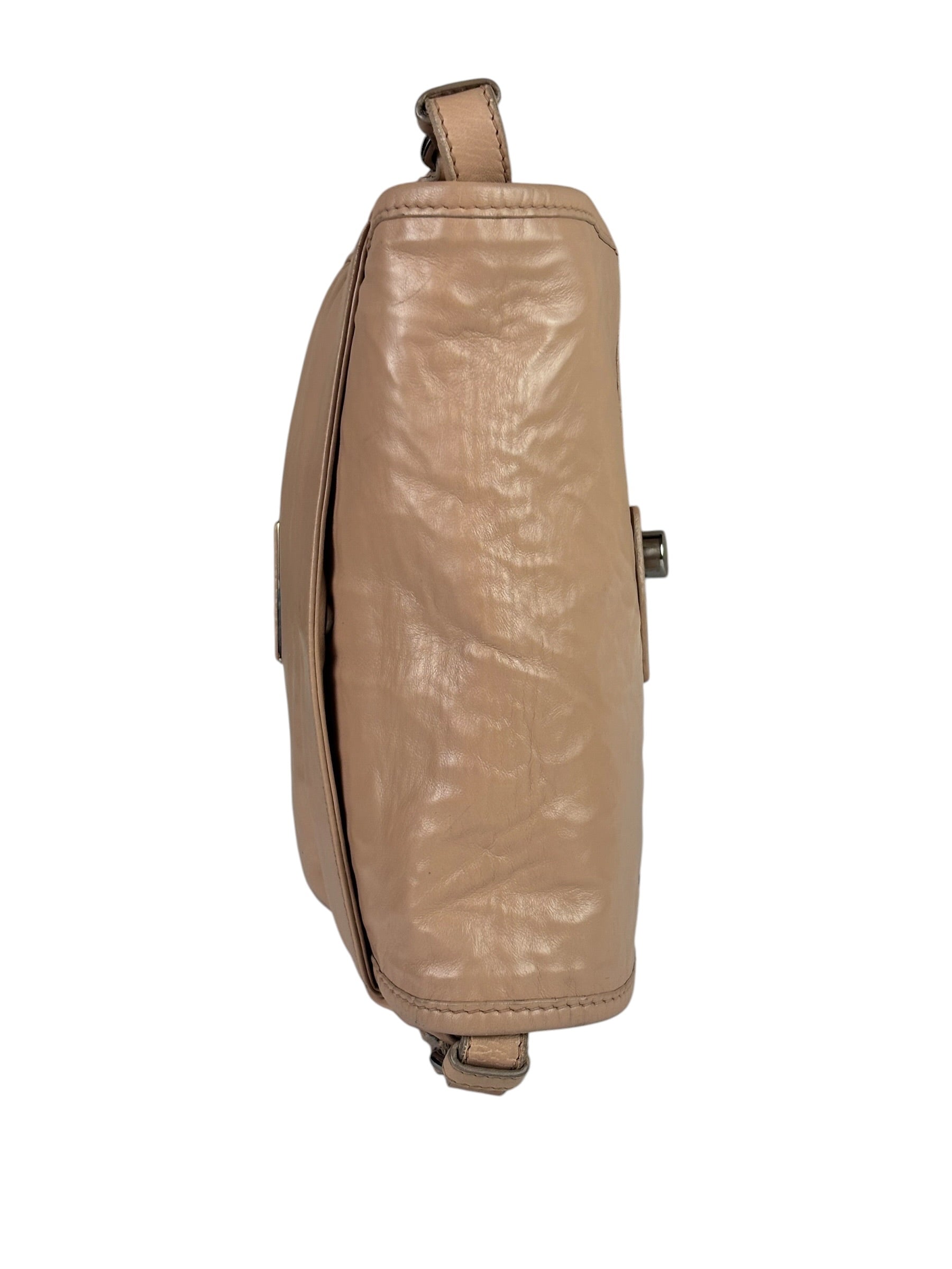 Prada Blush Pink Vitello Shiny Leather Flap Bag
