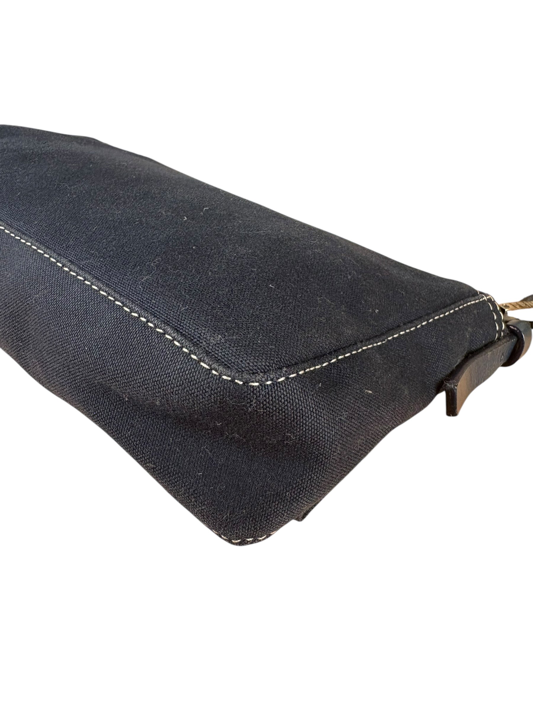 Fendi Denim Canvas Wave Buckle Pochette
