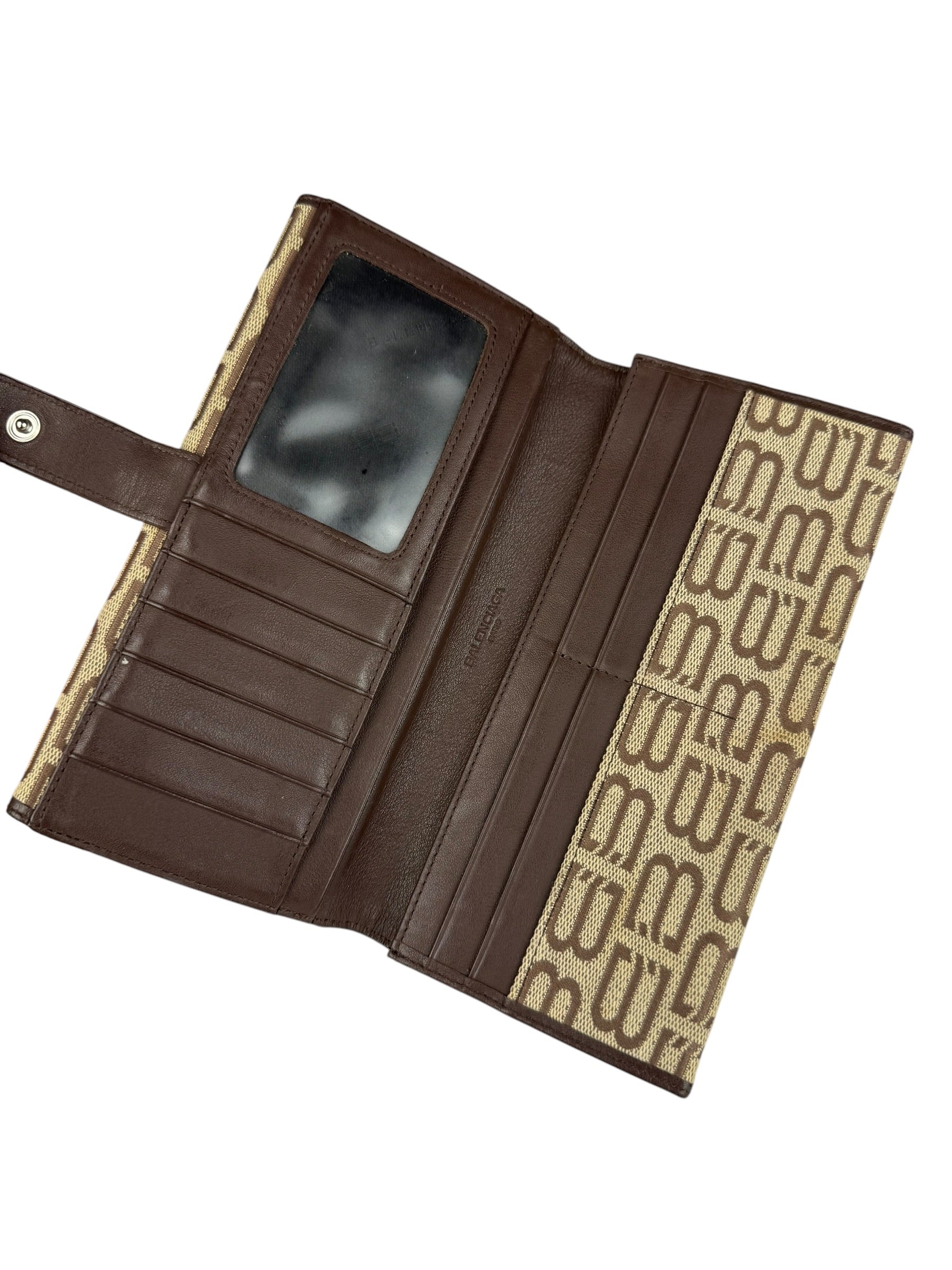 Balenciaga Vintage Brown Canvas Logo Long Wallet