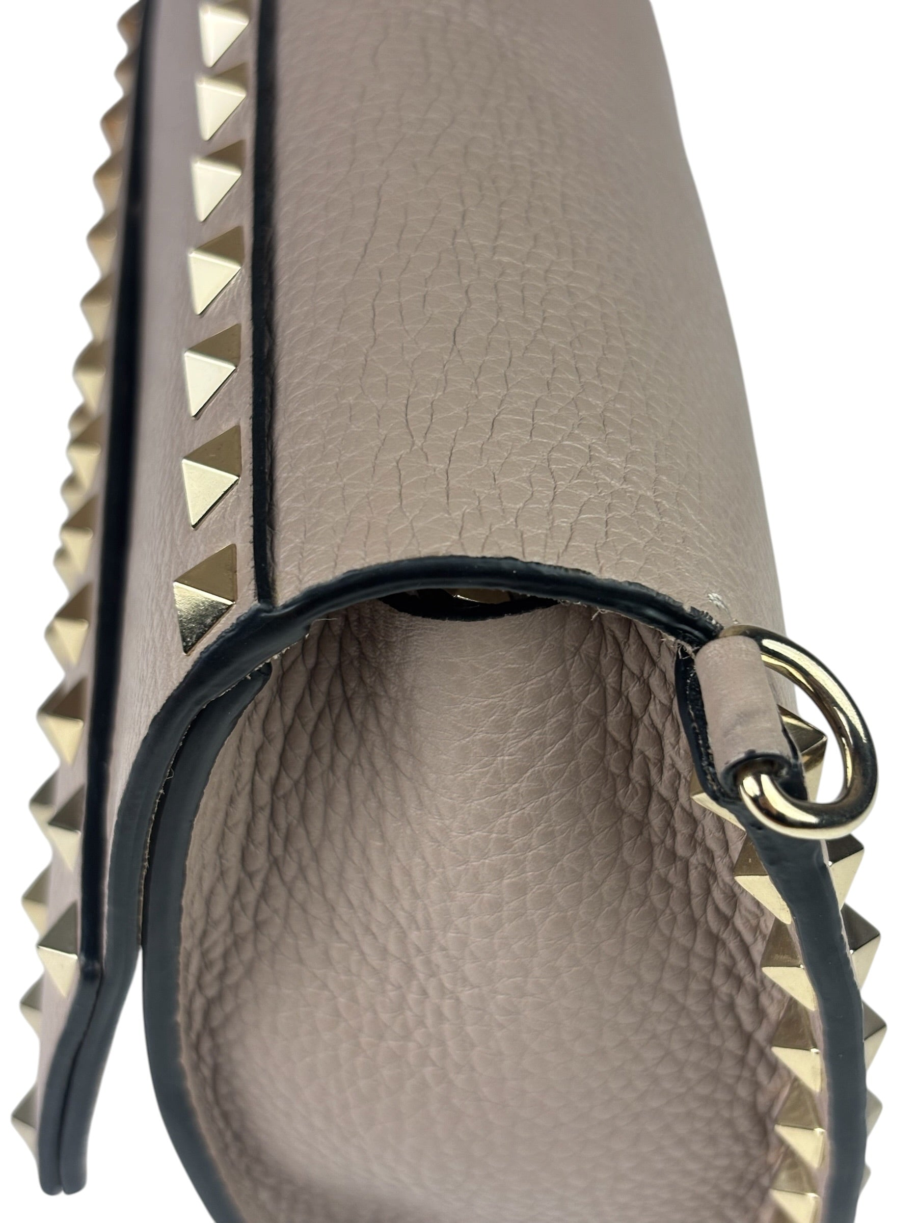 Valentino Neutral Garavani Calfskin Rockstud Crossbody Bag