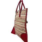 Prada Vintage Red Woven Tweed Zip Tote
