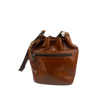 Celine Vintage Brown Leather Cinch Bucket Crossbody Bag
