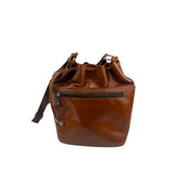 Celine Vintage Brown Leather Cinch Bucket Crossbody Bag