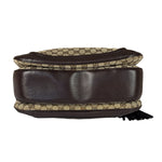 Gucci Brown Leather Trim GG Bamboo Handle Two-Way Bag