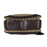 Gucci Brown Leather Trim GG Bamboo Handle Two-Way Bag