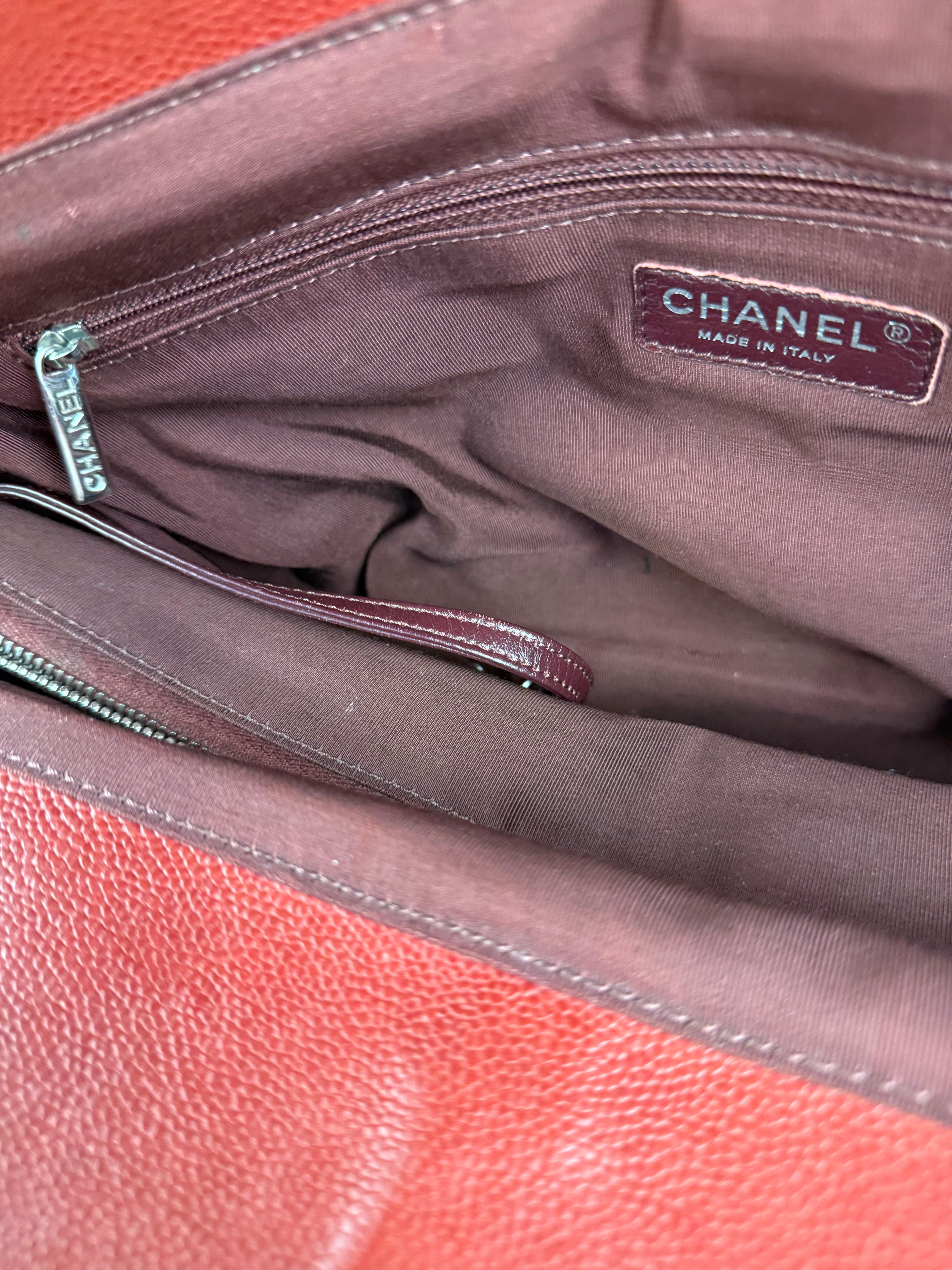 Chanel Red Quilted Caviar Be CC 2Way Tote Bag 2014