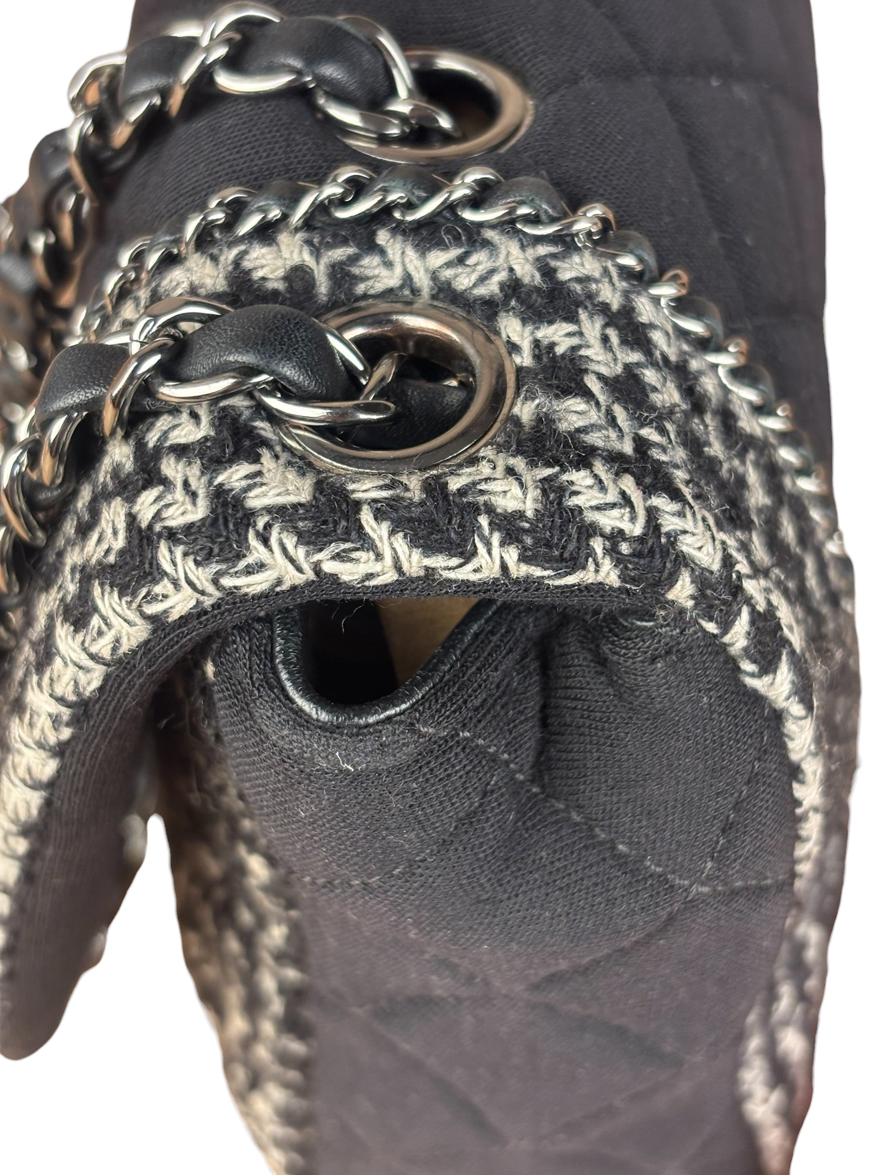 Chanel Black CC Quilted Jersey and Tweed Chain Flap Bag 2014