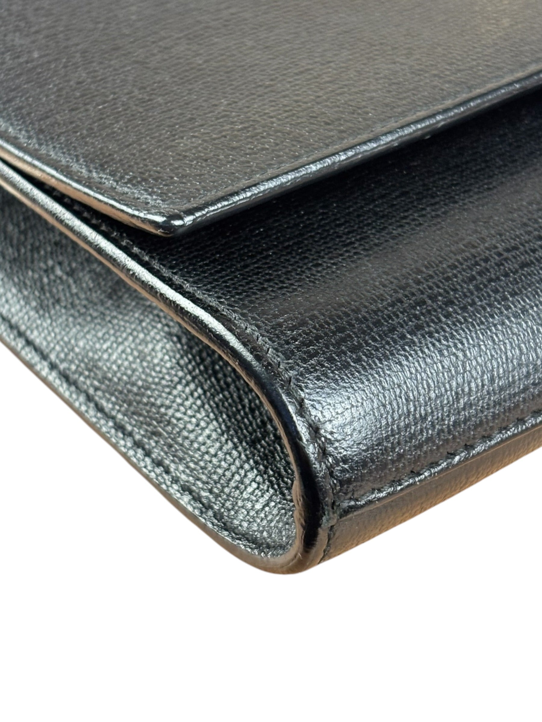Yves Saint Laurent Black Leather Chyc Y Clutch Replacement Chain