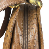Loewe Vintage Brown Ostrich Print Leather Triangular Shoulder Bag