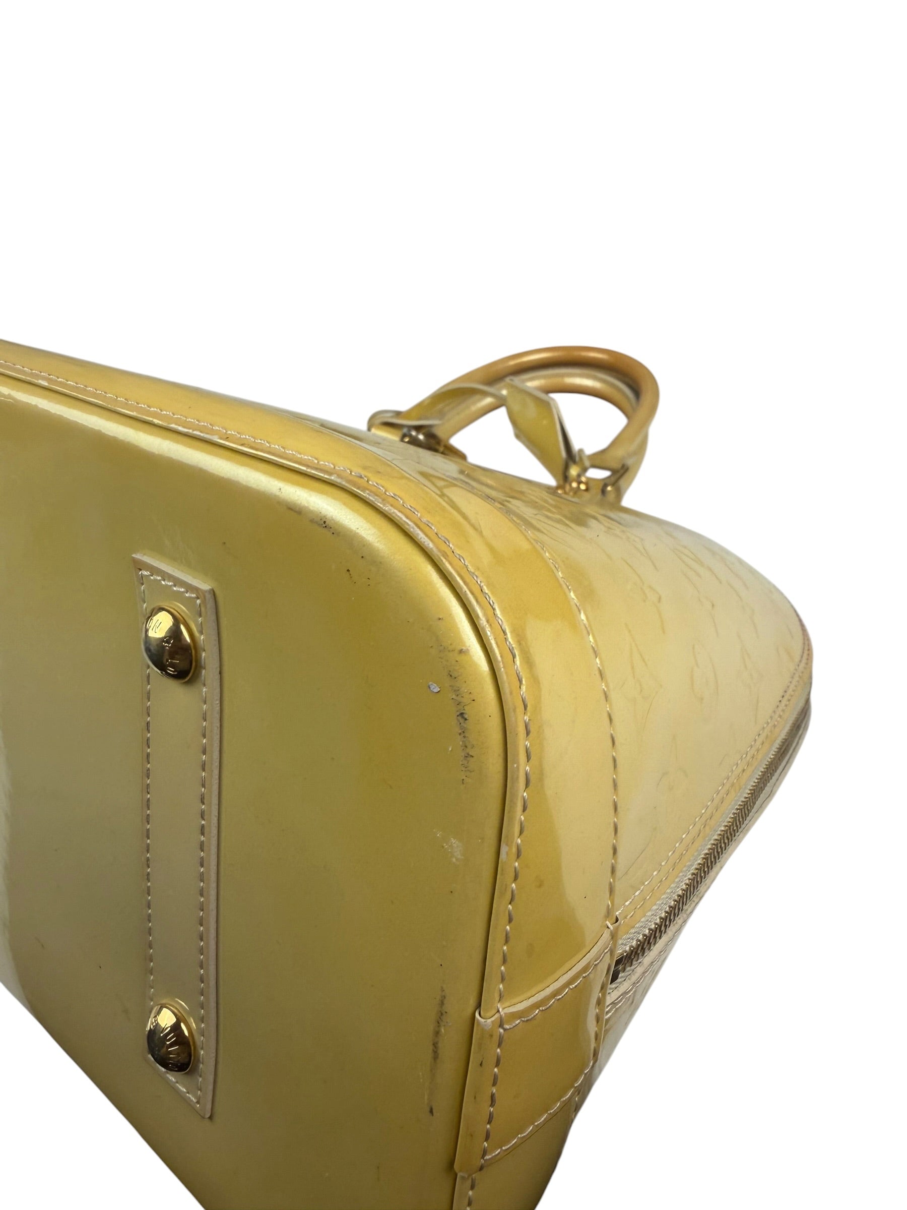 Louis Vuitton Yellow Monogram Vernis Alma Handbag