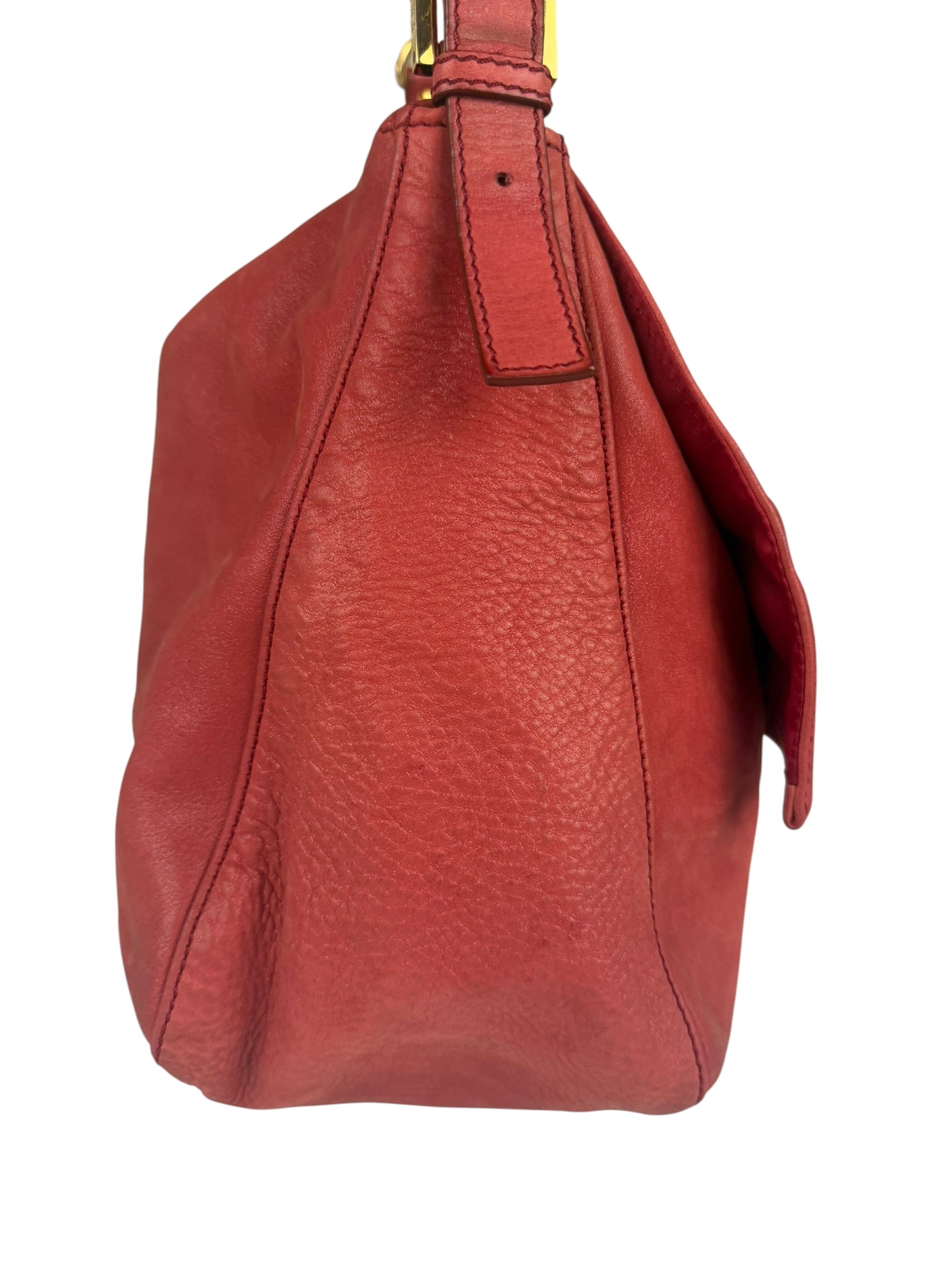 Fendi Red Leather Mamma Baguette Shoulder Bag