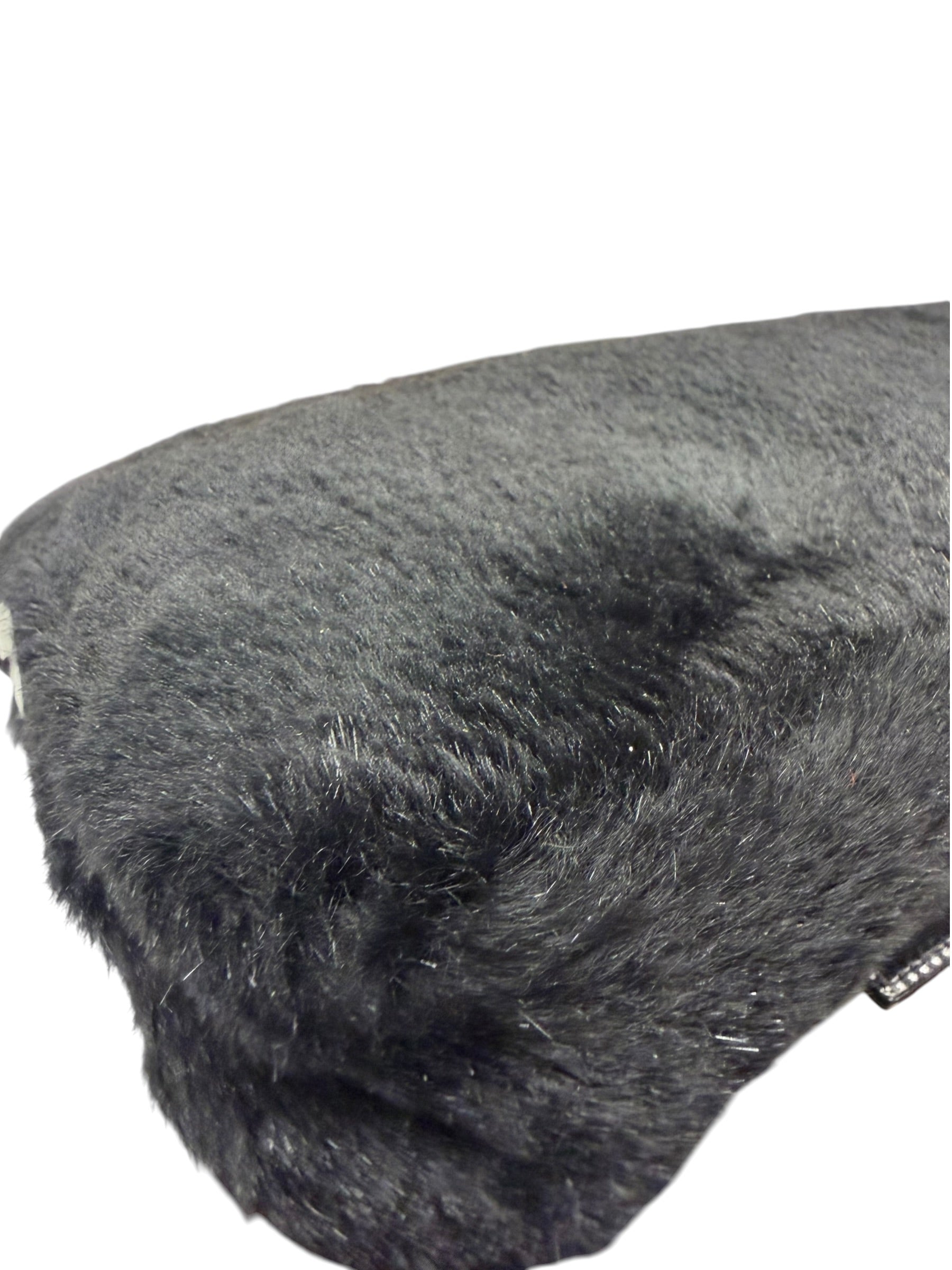 Fendi Black Shearling/Leather Trim Baguette
