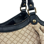 Gucci Beige Leather Trim Diamante Canvas Sukey Tote