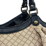 Gucci Beige Leather Trim Diamante Canvas Sukey Tote