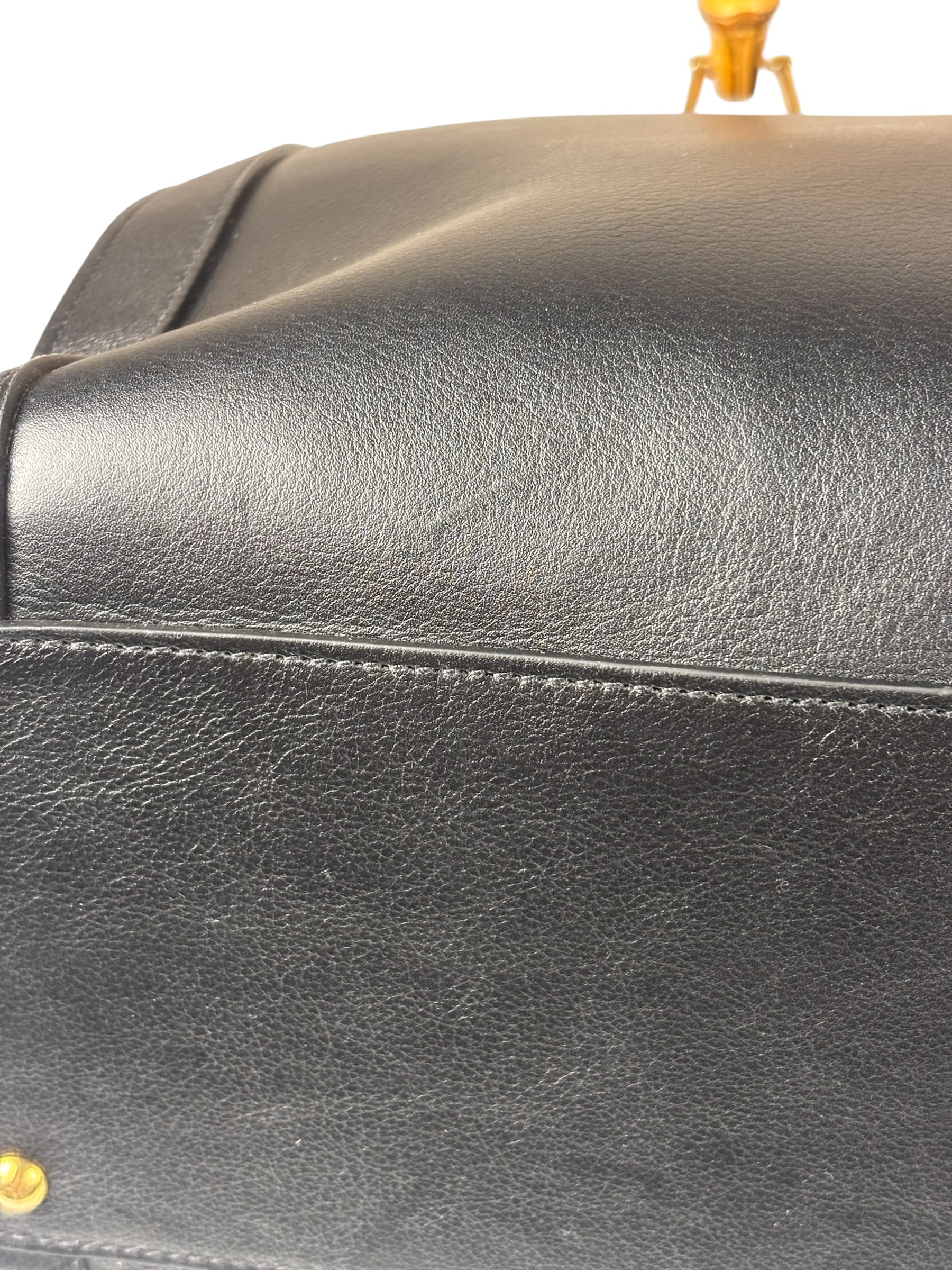 Gucci Black Leather Bamboo Diana 2Way Tote Bag