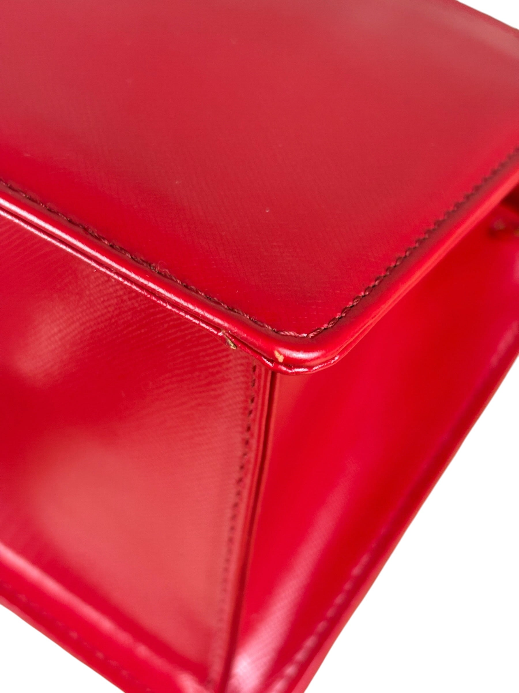 Versace Vintage Red Leather Top Handle Bag