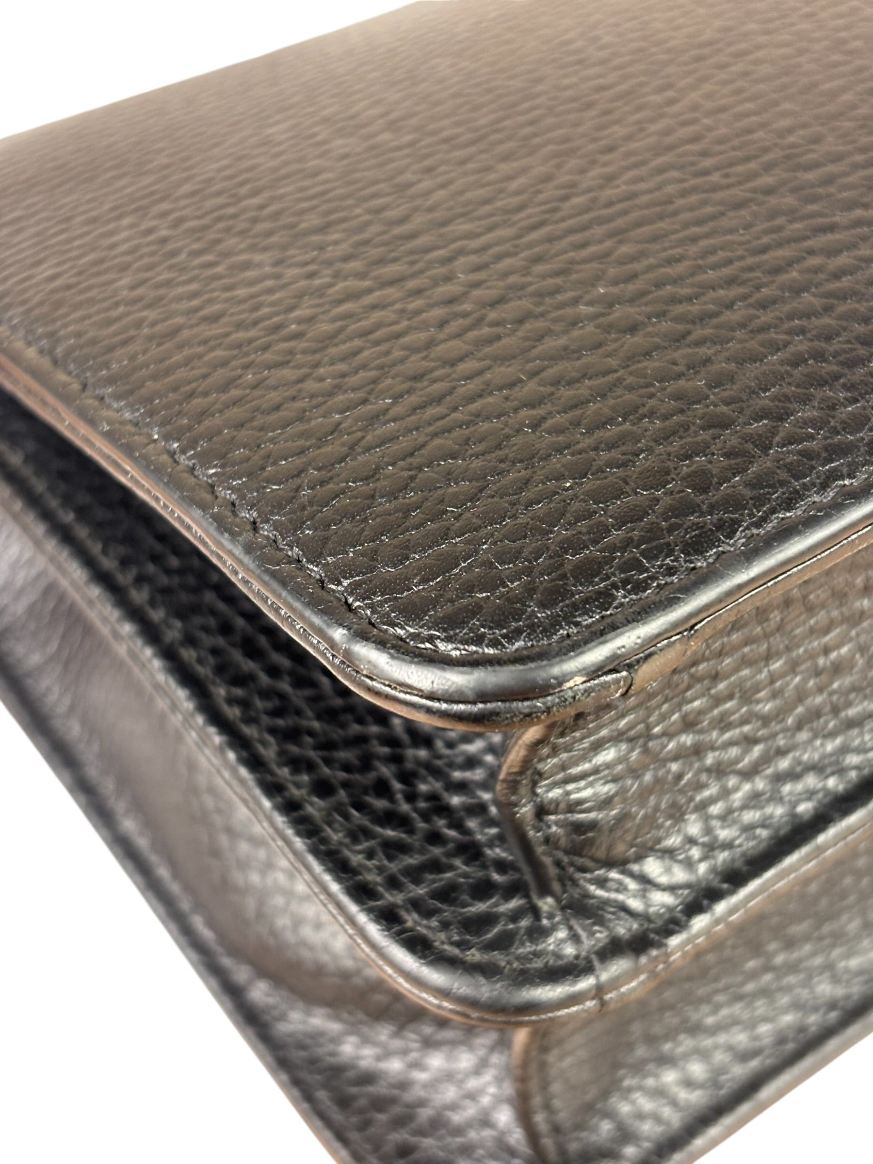 Gucci Black Leather G Interlocking Small Chain Shoulder Bag