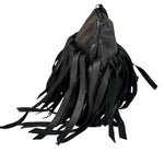 Bottega Veneta Black Leather Intercciato Woven Fringe Wristlet